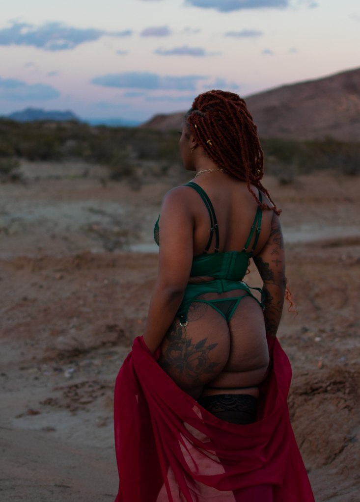 Outdoor boudoir birthday celebration with Daizy in Las Cruces, NM.