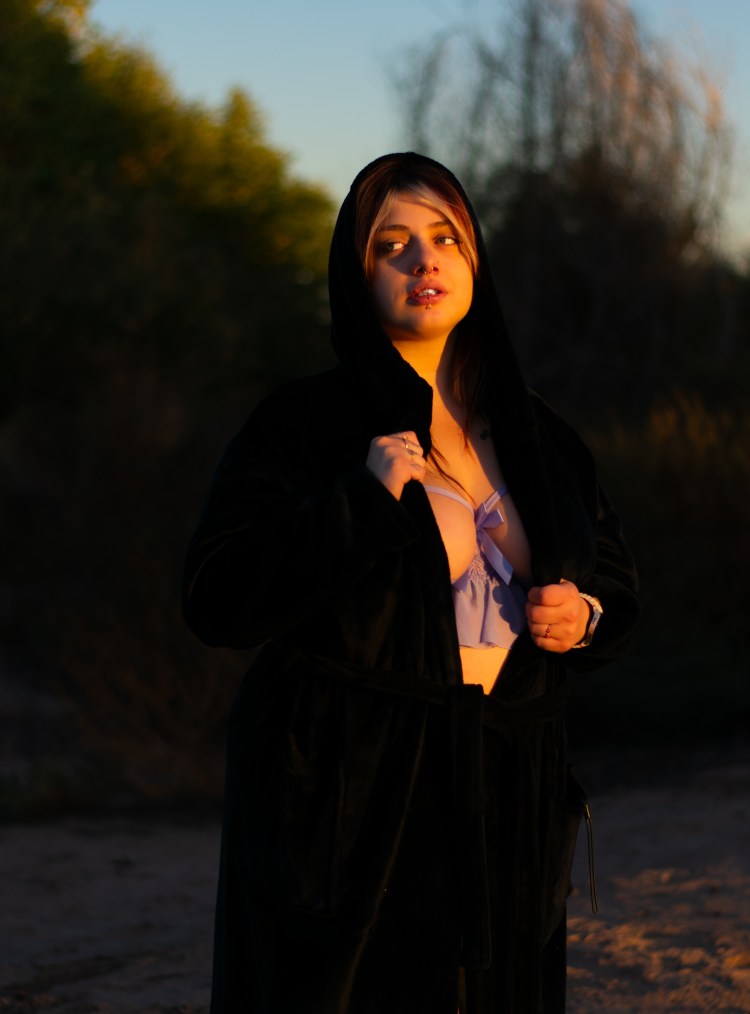 Outdoor boudoir with Alyce in El Paso, TX at sunset.